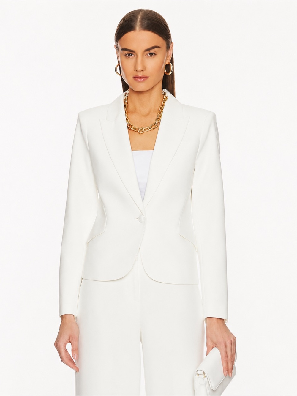 L'agence Jennah Blazer 6 Ivory Off White Tailored Single Breasted Minimalist NWT